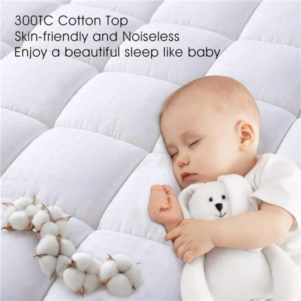 New Queen Size Mattress Pad Pillow Top Mattress Cover Quilted Fitted